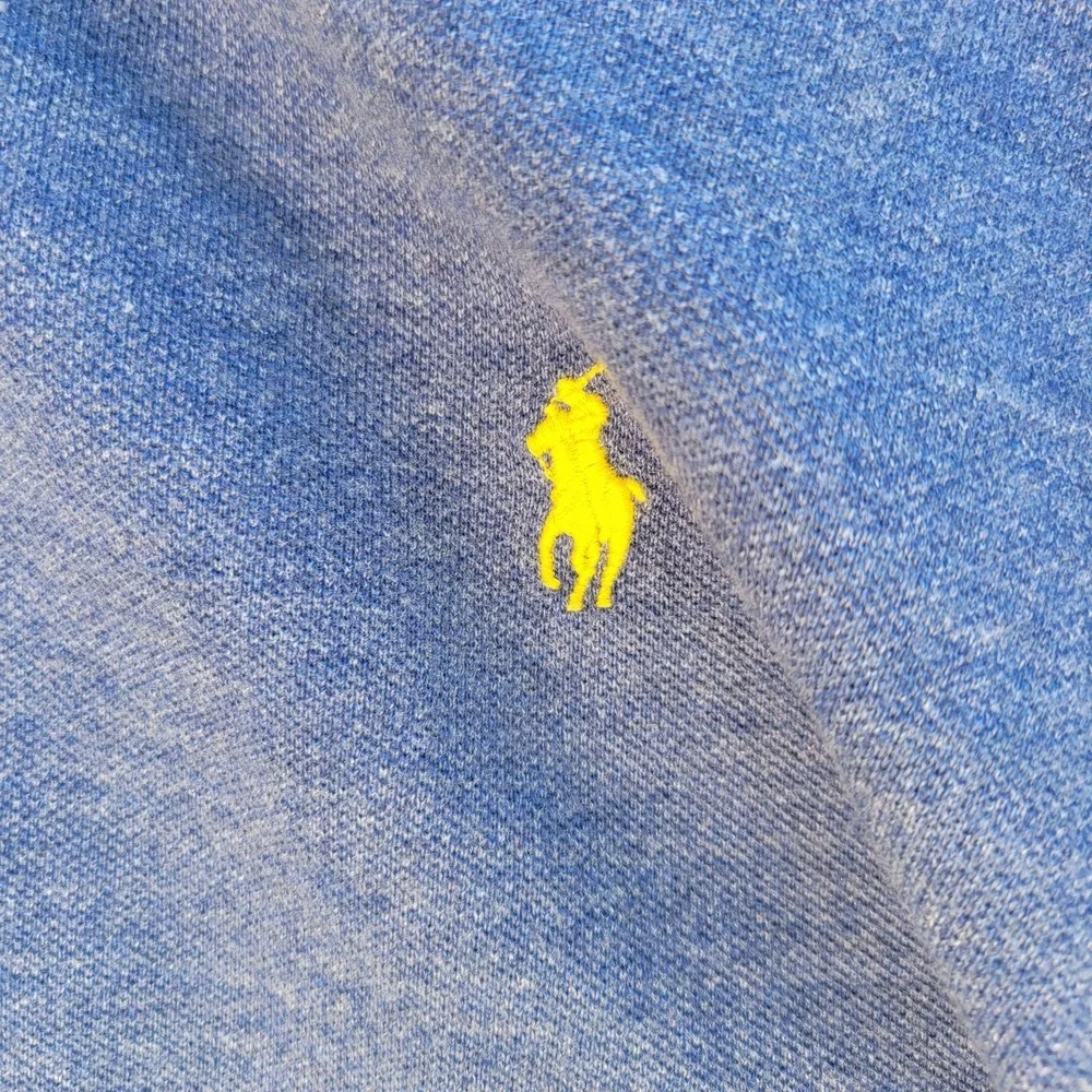 Polo Ralph Lauren Mens‎ 4XB Big Blue Heather Mesh Polo Shirt Yellow Pony Cotton